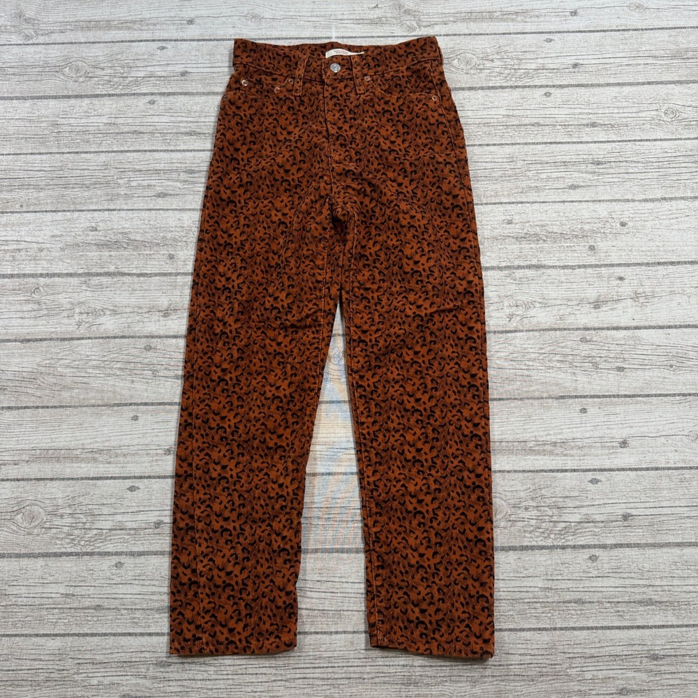 Levi's Pants Women's 24 Brown Cheetah Animal Print Wedgie Straight Fit Corduroy